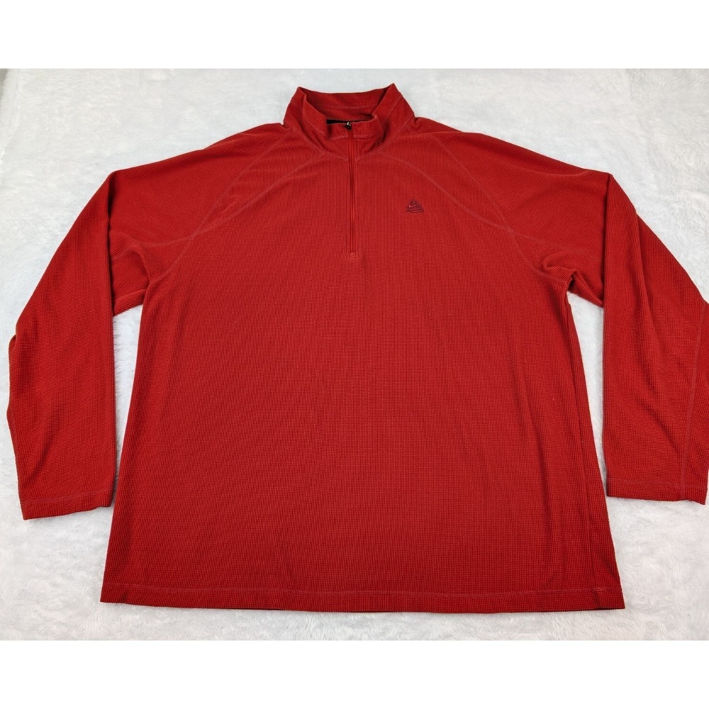 Nike ACG 1/4 Zip Shirt Men's XL Red /Rust Thermal‎ Waffle Knit Long Sleeve